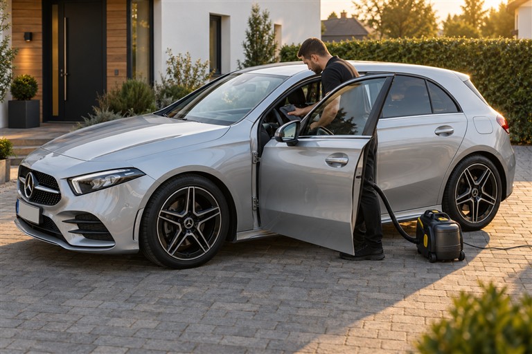 Mobile Aufbereitung einer Mercedes A-Klasse beim Kunden