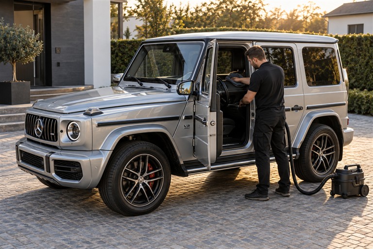 Mobile Aufbereitung einer Mercedes G-Klasse beim Kunden