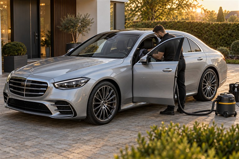 Mobile Aufbereitung einer Mercedes S-Klasse beim Kunden